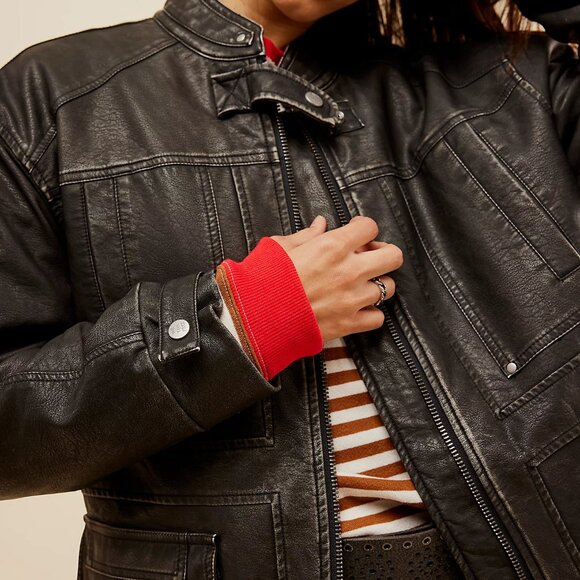 Free People All About That Moto Jacket NWOT Size Large - Picture 4 of 12